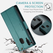 For Samsung Galaxy A40 CaseMe 023 Butterfly Buckle Litchi Texture RFID Anti-theft Leather Phone Case(Pearly Blue)