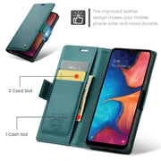 For Samsung Galaxy A40 CaseMe 023 Butterfly Buckle Litchi Texture RFID Anti-theft Leather Phone Case(Pearly Blue)