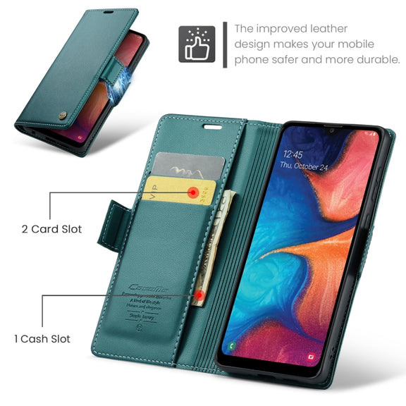 For Samsung Galaxy A40 CaseMe 023 Butterfly Buckle Litchi Texture RFID Anti-theft Leather Phone Case(Pearly Blue)