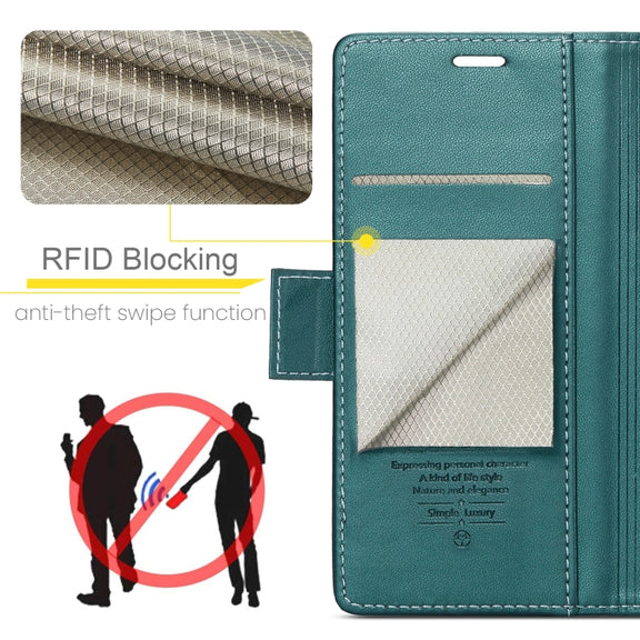 For Samsung Galaxy A40 CaseMe 023 Butterfly Buckle Litchi Texture RFID Anti-theft Leather Phone Case(Pearly Blue)
