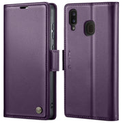 For Samsung Galaxy A40 CaseMe 023 Butterfly Buckle Litchi Texture RFID Anti-theft Leather Phone Case(Pearly Purple)