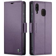 For Samsung Galaxy A40 CaseMe 023 Butterfly Buckle Litchi Texture RFID Anti-theft Leather Phone Case(Pearly Purple)