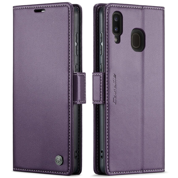 For Samsung Galaxy A40 CaseMe 023 Butterfly Buckle Litchi Texture RFID Anti-theft Leather Phone Case(Pearly Purple)