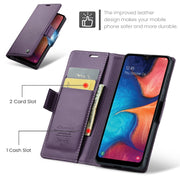 For Samsung Galaxy A40 CaseMe 023 Butterfly Buckle Litchi Texture RFID Anti-theft Leather Phone Case(Pearly Purple)