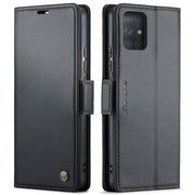 For Samsung Galaxy A71 4G CaseMe 023 Butterfly Buckle Litchi Texture RFID Anti-theft Leather Phone Case(Black)