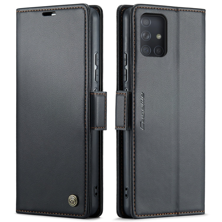 For Samsung Galaxy A71 4G CaseMe 023 Butterfly Buckle Litchi Texture RFID Anti-theft Leather Phone Case(Black)