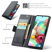 For Samsung Galaxy A71 4G CaseMe 023 Butterfly Buckle Litchi Texture RFID Anti-theft Leather Phone Case(Black)