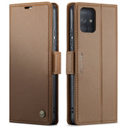 For Samsung Galaxy A71 4G CaseMe 023 Butterfly Buckle Litchi Texture RFID Anti-theft Leather Phone Case(Brown)