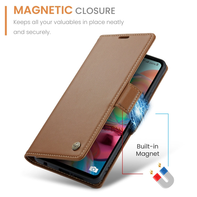 For Samsung Galaxy A71 4G CaseMe 023 Butterfly Buckle Litchi Texture RFID Anti-theft Leather Phone Case(Brown)