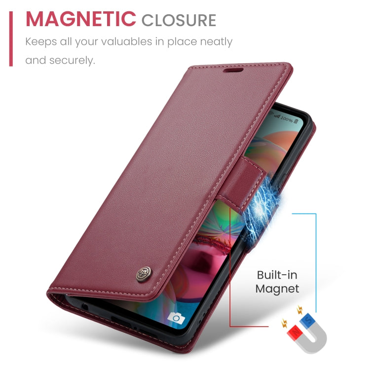 For Samsung Galaxy A71 4G CaseMe 023 Butterfly Buckle Litchi Texture RFID Anti-theft Leather Phone Case(Wine Red)