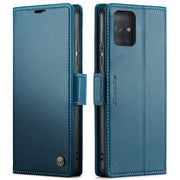 For Samsung Galaxy A71 4G CaseMe 023 Butterfly Buckle Litchi Texture RFID Anti-theft Leather Phone Case(Blue)
