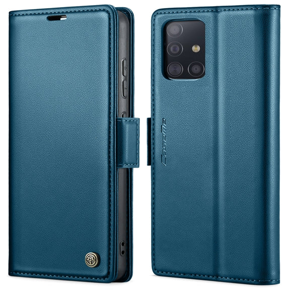 For Samsung Galaxy A71 4G CaseMe 023 Butterfly Buckle Litchi Texture RFID Anti-theft Leather Phone Case(Blue)