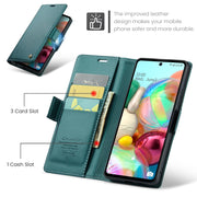 For Samsung Galaxy A71 4G CaseMe 023 Butterfly Buckle Litchi Texture RFID Anti-theft Leather Phone Case(Pearly Blue)