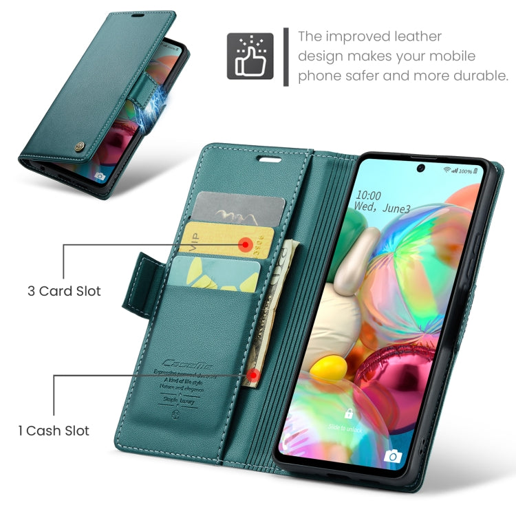 For Samsung Galaxy A71 4G CaseMe 023 Butterfly Buckle Litchi Texture RFID Anti-theft Leather Phone Case(Pearly Blue)