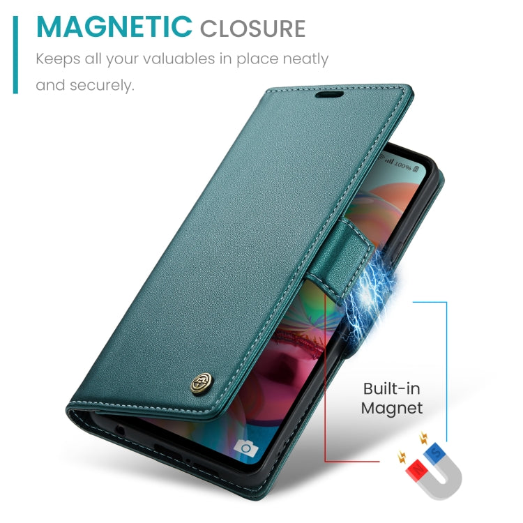 For Samsung Galaxy A71 4G CaseMe 023 Butterfly Buckle Litchi Texture RFID Anti-theft Leather Phone Case(Pearly Blue)