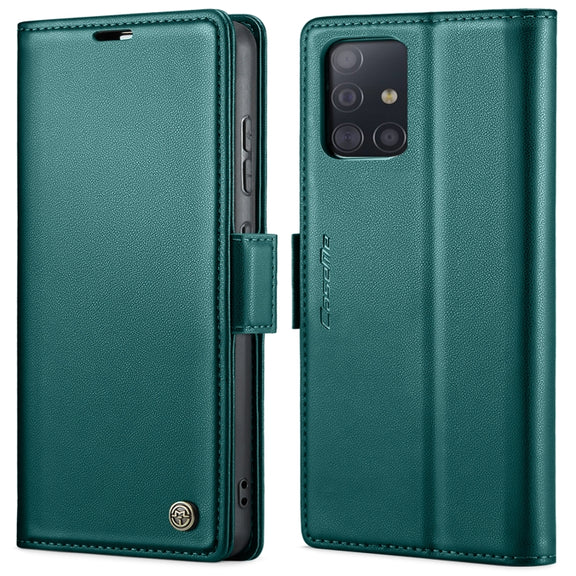For Samsung Galaxy A71 4G CaseMe 023 Butterfly Buckle Litchi Texture RFID Anti-theft Leather Phone Case(Pearly Blue)