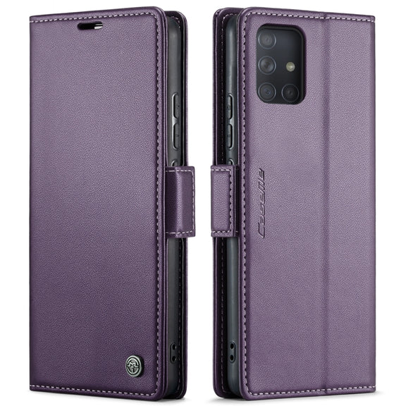 For Samsung Galaxy A71 4G CaseMe 023 Butterfly Buckle Litchi Texture RFID Anti-theft Leather Phone Case(Pearly Purple)