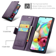For Samsung Galaxy A71 4G CaseMe 023 Butterfly Buckle Litchi Texture RFID Anti-theft Leather Phone Case(Pearly Purple)