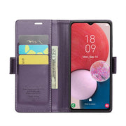 For Samsung Galaxy A13 4G/5G/A04s/A04/M13 5G CaseMe 023 Butterfly Buckle Litchi Texture RFID Anti-theft Leather Phone Case(Pearly Purple)