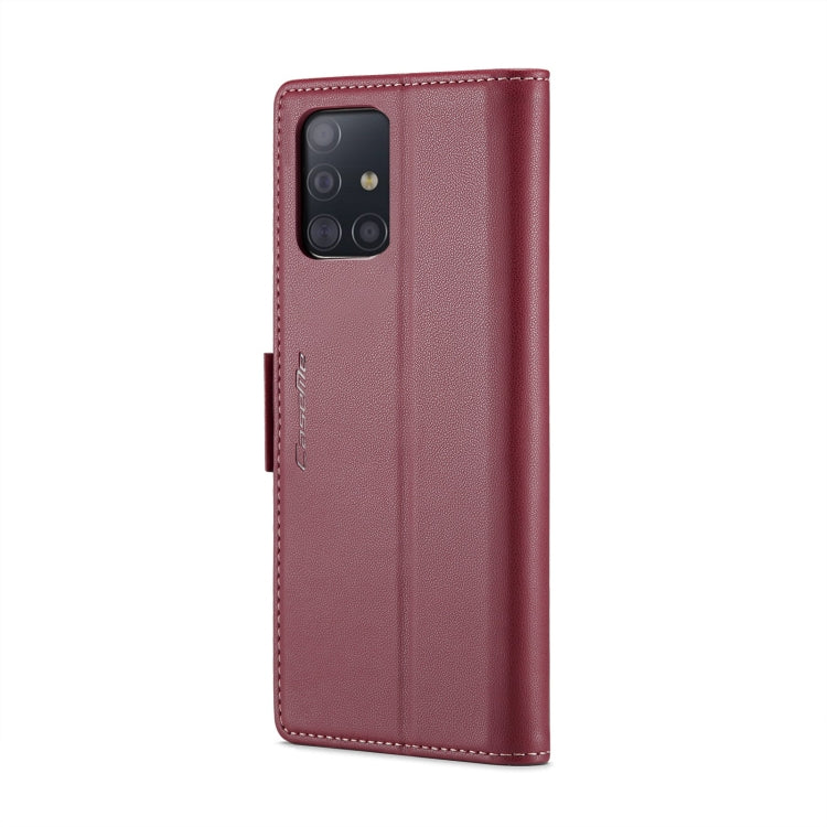 For Samsung Galaxy A51 4G/M40s CaseMe 023 Butterfly Buckle Litchi Texture RFID Anti-theft Leather Phone Case(Wine Red)