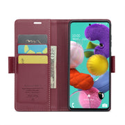 For Samsung Galaxy A51 4G/M40s CaseMe 023 Butterfly Buckle Litchi Texture RFID Anti-theft Leather Phone Case(Wine Red)
