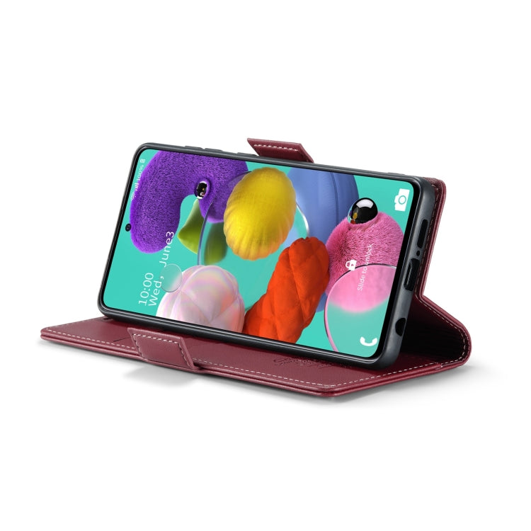 For Samsung Galaxy A51 4G/M40s CaseMe 023 Butterfly Buckle Litchi Texture RFID Anti-theft Leather Phone Case(Wine Red)