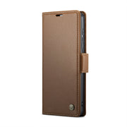 For Samsung Galaxy A70/A70s CaseMe 023 Butterfly Buckle Litchi Texture RFID Anti-theft Leather Phone Case(Brown)