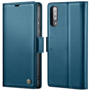 For Samsung Galaxy A70/A70s CaseMe 023 Butterfly Buckle Litchi Texture RFID Anti-theft Leather Phone Case(Blue)