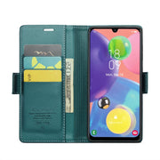 For Samsung Galaxy A70/A70s CaseMe 023 Butterfly Buckle Litchi Texture RFID Anti-theft Leather Phone Case(Pearly Blue)