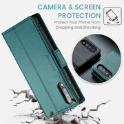 For Samsung Galaxy A70/A70s CaseMe 023 Butterfly Buckle Litchi Texture RFID Anti-theft Leather Phone Case(Pearly Blue)