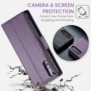 For Samsung Galaxy A70/A70s CaseMe 023 Butterfly Buckle Litchi Texture RFID Anti-theft Leather Phone Case(Pearly Purple)