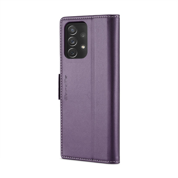 For Samsung Galaxy A72 CaseMe 023 Butterfly Buckle Litchi Texture RFID Anti-theft Leather Phone Case(Pearly Purple)