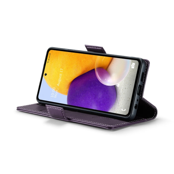 For Samsung Galaxy A72 CaseMe 023 Butterfly Buckle Litchi Texture RFID Anti-theft Leather Phone Case(Pearly Purple)