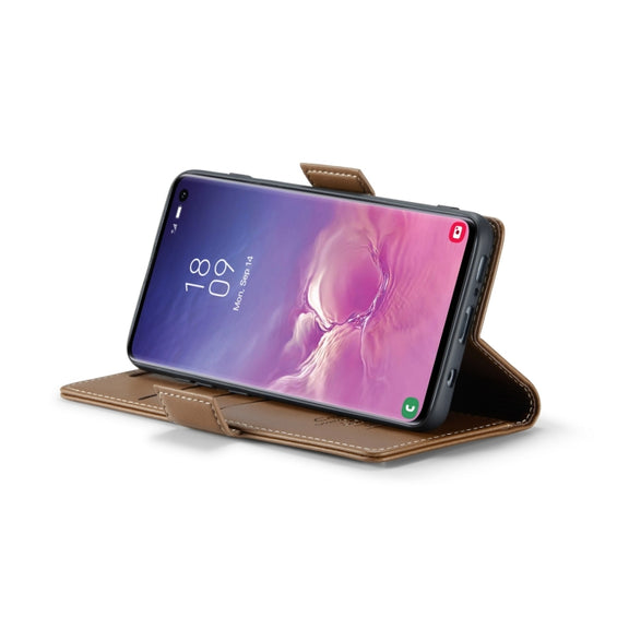 For Samsung Galaxy S10 CaseMe 023 Butterfly Buckle Litchi Texture RFID Anti-theft Leather Phone Case(Brown)