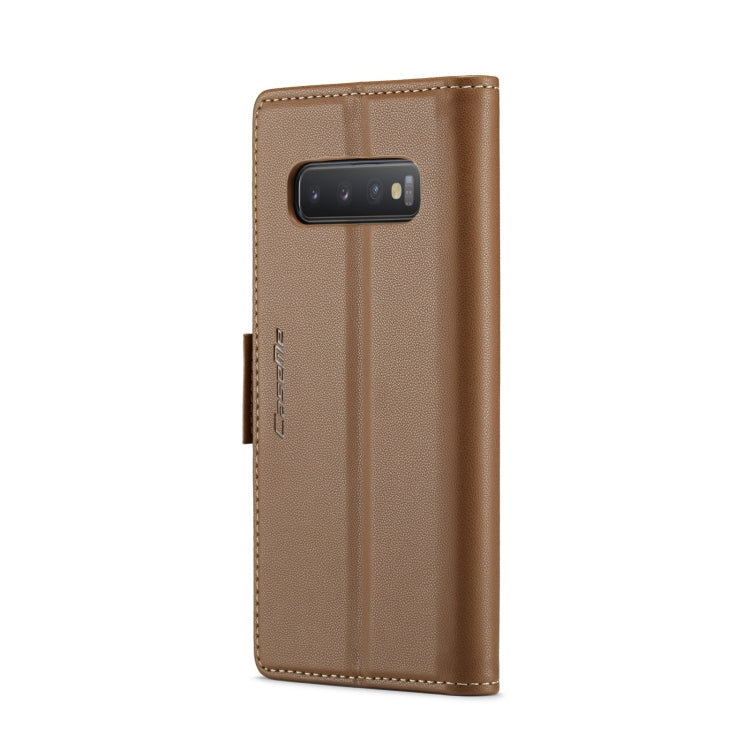For Samsung Galaxy S10+ CaseMe 023 Butterfly Buckle Litchi Texture RFID Anti-theft Leather Phone Case(Brown) - free shipping - PMC Jewellery - Order now!