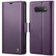 For Samsung Galaxy S10+ CaseMe 023 Butterfly Buckle Litchi Texture RFID Anti-theft Leather Phone Case(Pearly Purple)