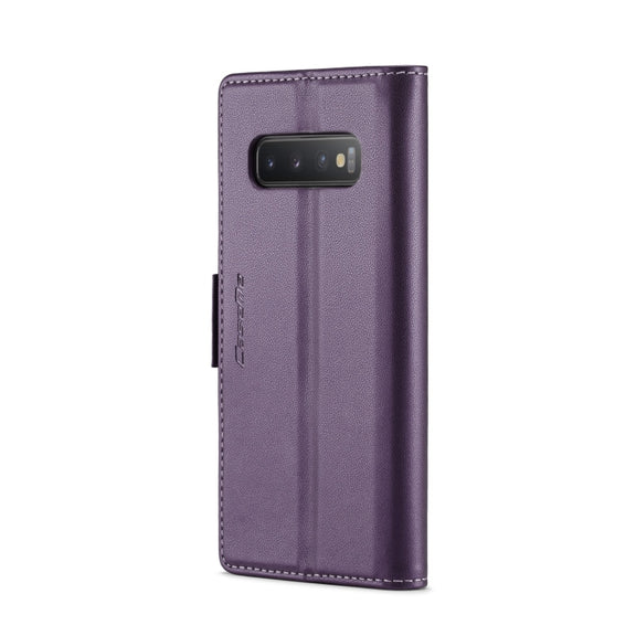 For Samsung Galaxy S10+ CaseMe 023 Butterfly Buckle Litchi Texture RFID Anti-theft Leather Phone Case(Pearly Purple)