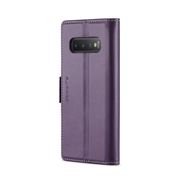 For Samsung Galaxy S10+ CaseMe 023 Butterfly Buckle Litchi Texture RFID Anti-theft Leather Phone Case(Pearly Purple)