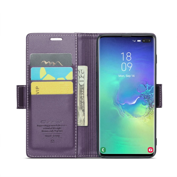 For Samsung Galaxy S10+ CaseMe 023 Butterfly Buckle Litchi Texture RFID Anti-theft Leather Phone Case(Pearly Purple)