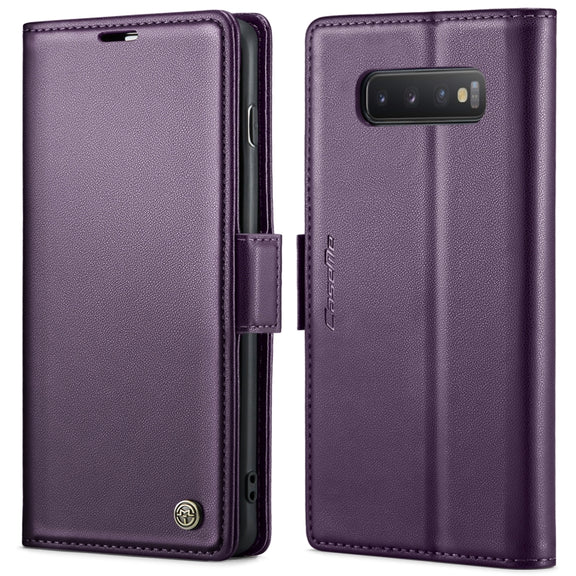 For Samsung Galaxy S10+ CaseMe 023 Butterfly Buckle Litchi Texture RFID Anti-theft Leather Phone Case(Pearly Purple)