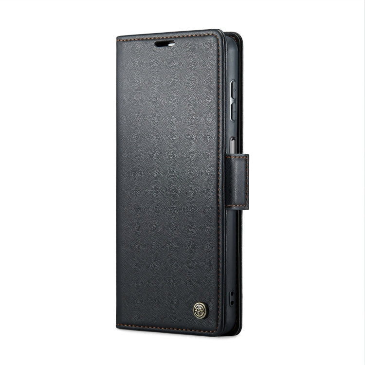 For Samsung Galaxy A22 5G CaseMe 023 Butterfly Buckle Litchi Texture RFID Anti-theft Leather Phone Case(Black) - free shipping - PMC Jewellery - Order now!
