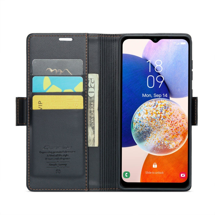 For Samsung Galaxy A14 4G/5G CaseMe 023 Butterfly Buckle Litchi Texture RFID Anti-theft Leather Phone Case(Black) - free shipping - PMC Jewellery - Order now!