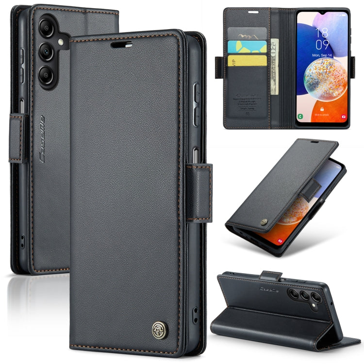 For Samsung Galaxy A14 4G/5G CaseMe 023 Butterfly Buckle Litchi Texture RFID Anti-theft Leather Phone Case(Black) - free shipping - PMC Jewellery - Order now!