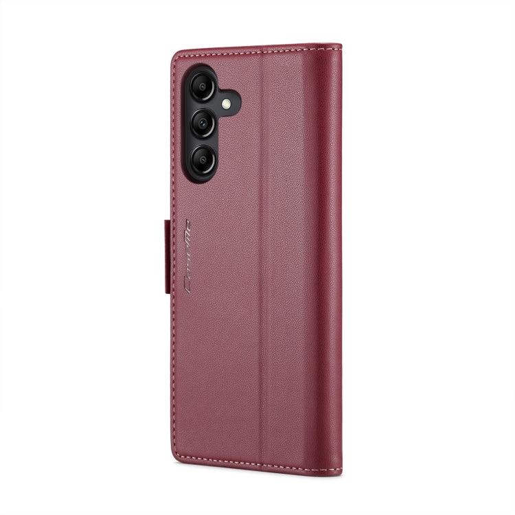 For Samsung Galaxy A14 4G/5G CaseMe 023 Butterfly Buckle Litchi Texture RFID Anti-theft Leather Phone Case(Wine Red)