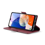For Samsung Galaxy A14 4G/5G CaseMe 023 Butterfly Buckle Litchi Texture RFID Anti-theft Leather Phone Case(Wine Red)