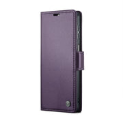 For Samsung Galaxy A24 4G CaseMe 023 Butterfly Buckle Litchi Texture RFID Anti-theft Leather Phone Case(Pearly Purple)