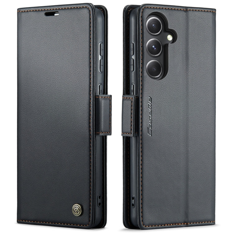 For Samsung Galaxy S23 FE 5G CaseMe 023 Butterfly Buckle Litchi Texture RFID Anti-theft Leather Phone Case(Black)
