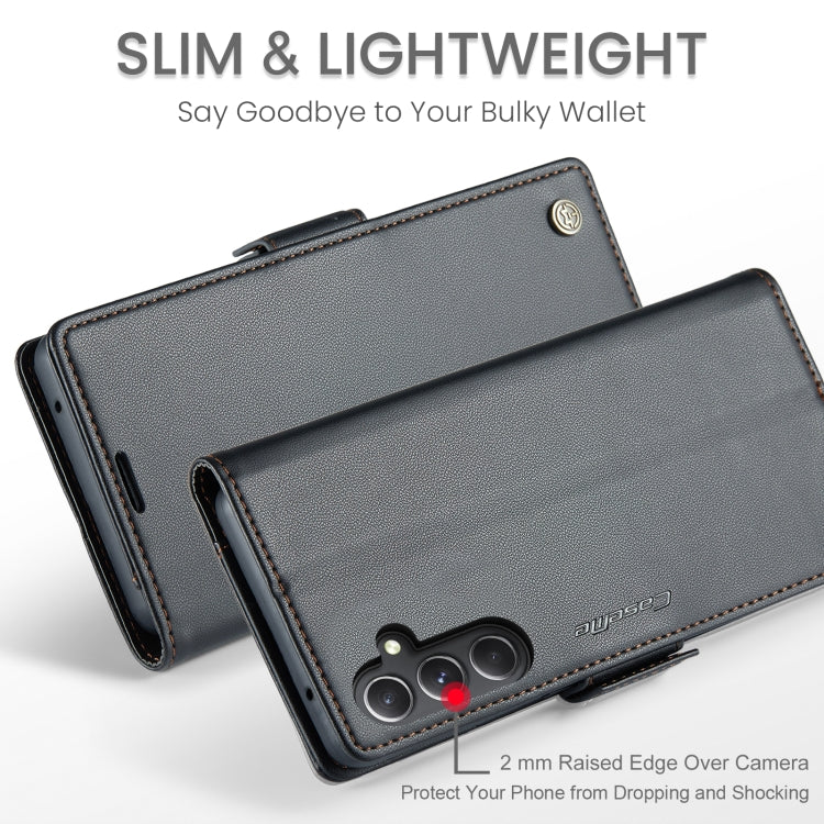 For Samsung Galaxy S23 FE 5G CaseMe 023 Butterfly Buckle Litchi Texture RFID Anti-theft Leather Phone Case(Black)