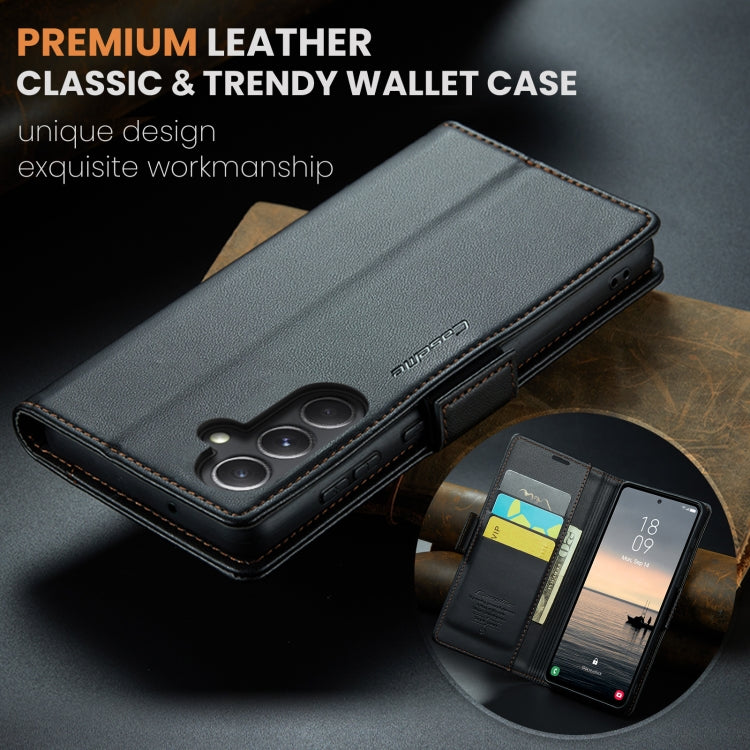 For Samsung Galaxy S23 FE 5G CaseMe 023 Butterfly Buckle Litchi Texture RFID Anti-theft Leather Phone Case(Black)
