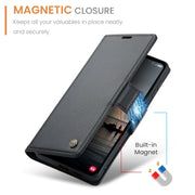 For Samsung Galaxy S23 FE 5G CaseMe 023 Butterfly Buckle Litchi Texture RFID Anti-theft Leather Phone Case(Black)